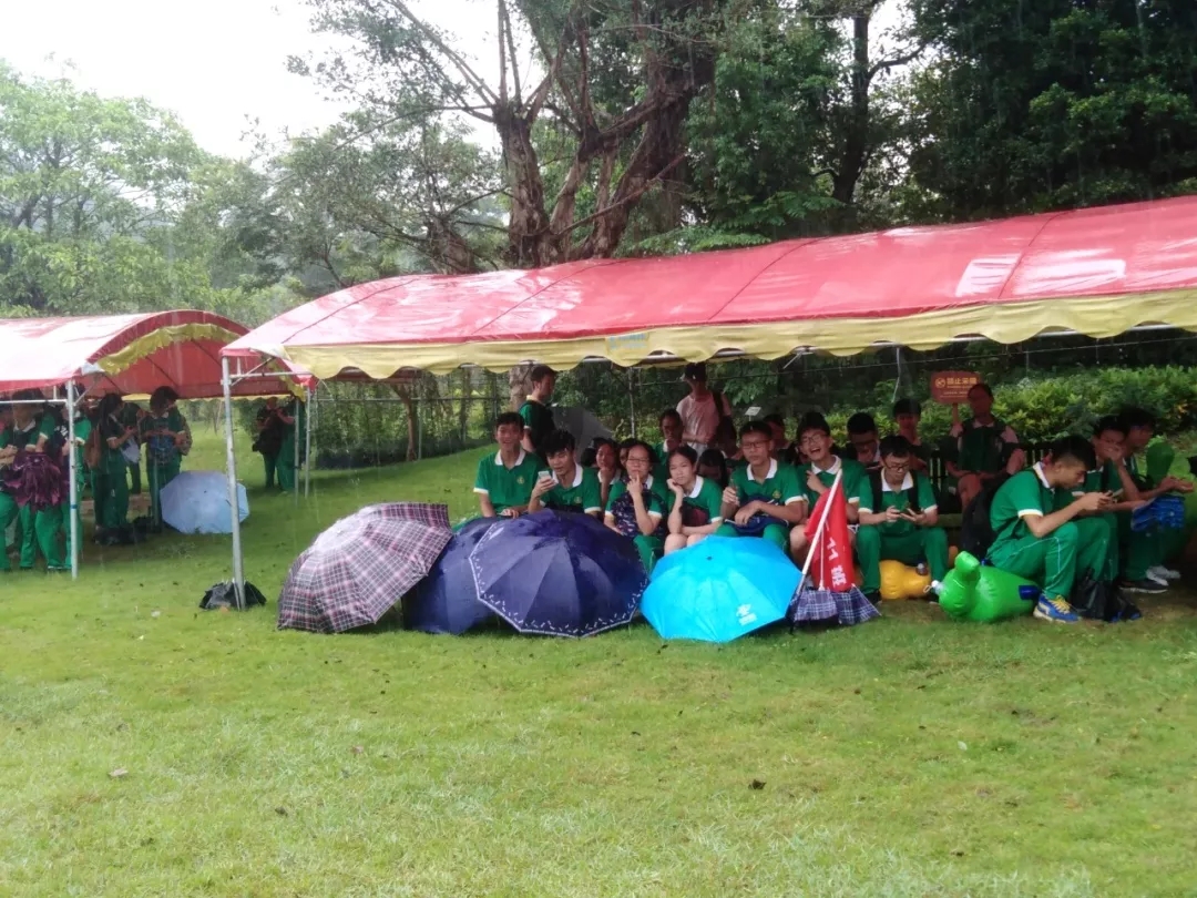 同学们在雨中游戏